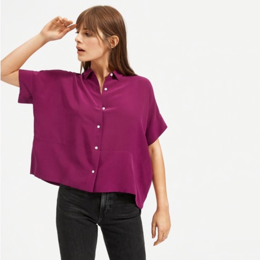 Everlane Clean Silk short sleeve notch shirt